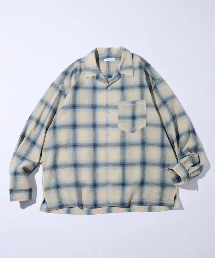 Relaxed Fit Sheer Ombre Check Open Collar Shirt