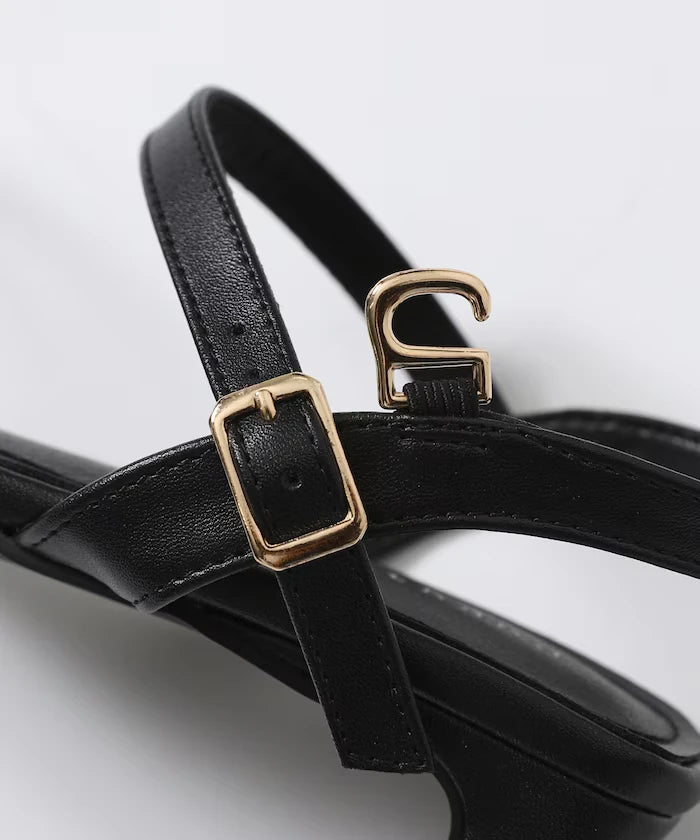 Sleek Strap Metal Plate Sandals