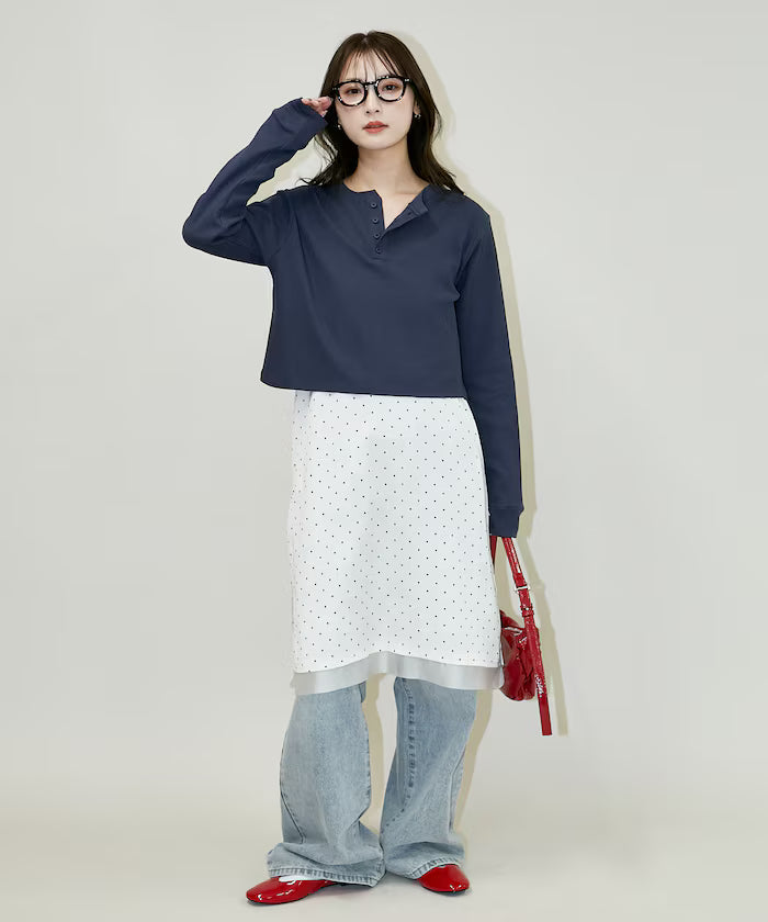 Light Waffle Henley Neck Long Sleeve T Limited Edition