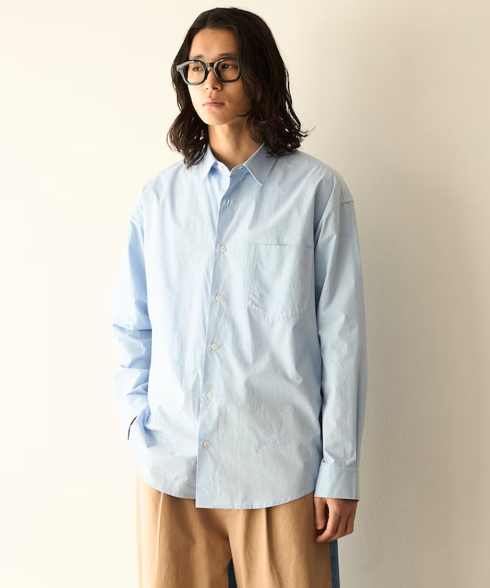 Nuance Color Oversized Regular Collar Long Sleeve Shirt