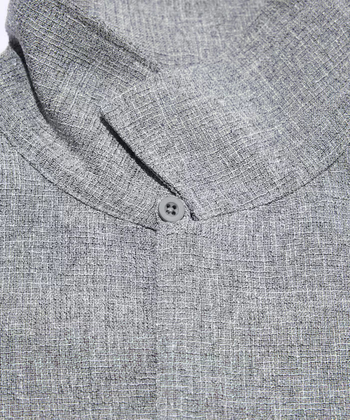 Dry Touch Summer Tweed Short Sleeve Open Collar Shirt