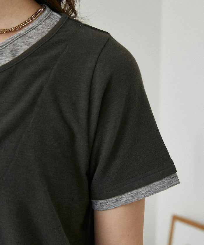 Layered-style Henley Neck T-shirt Limited Edition