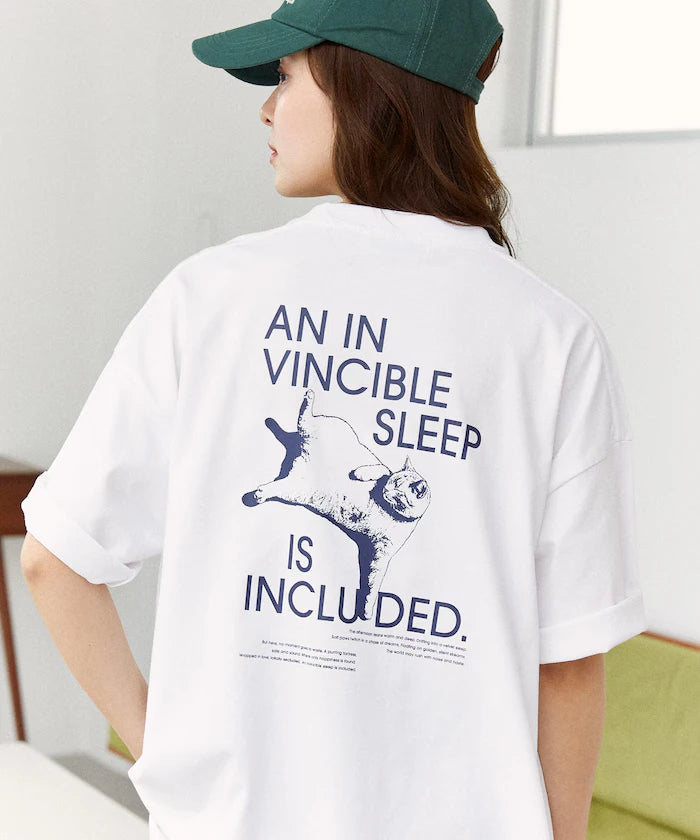 VINCIBLE SLEEP Cat Print T-Shirt Limited Edition