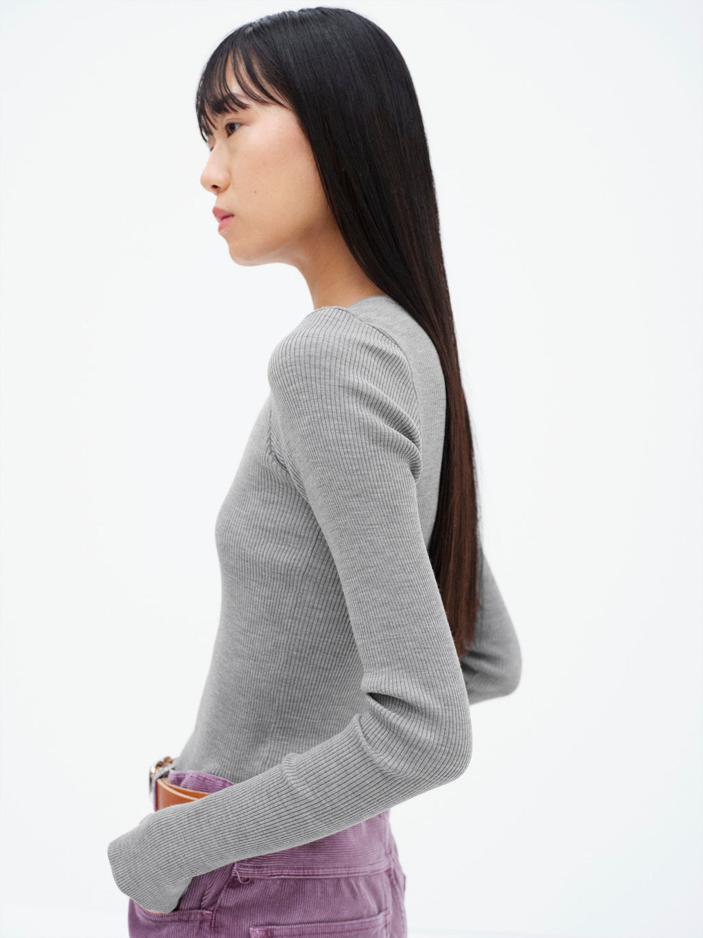 SUPER FINE WOOL HIGH GAUGE RIB KNIT P/O