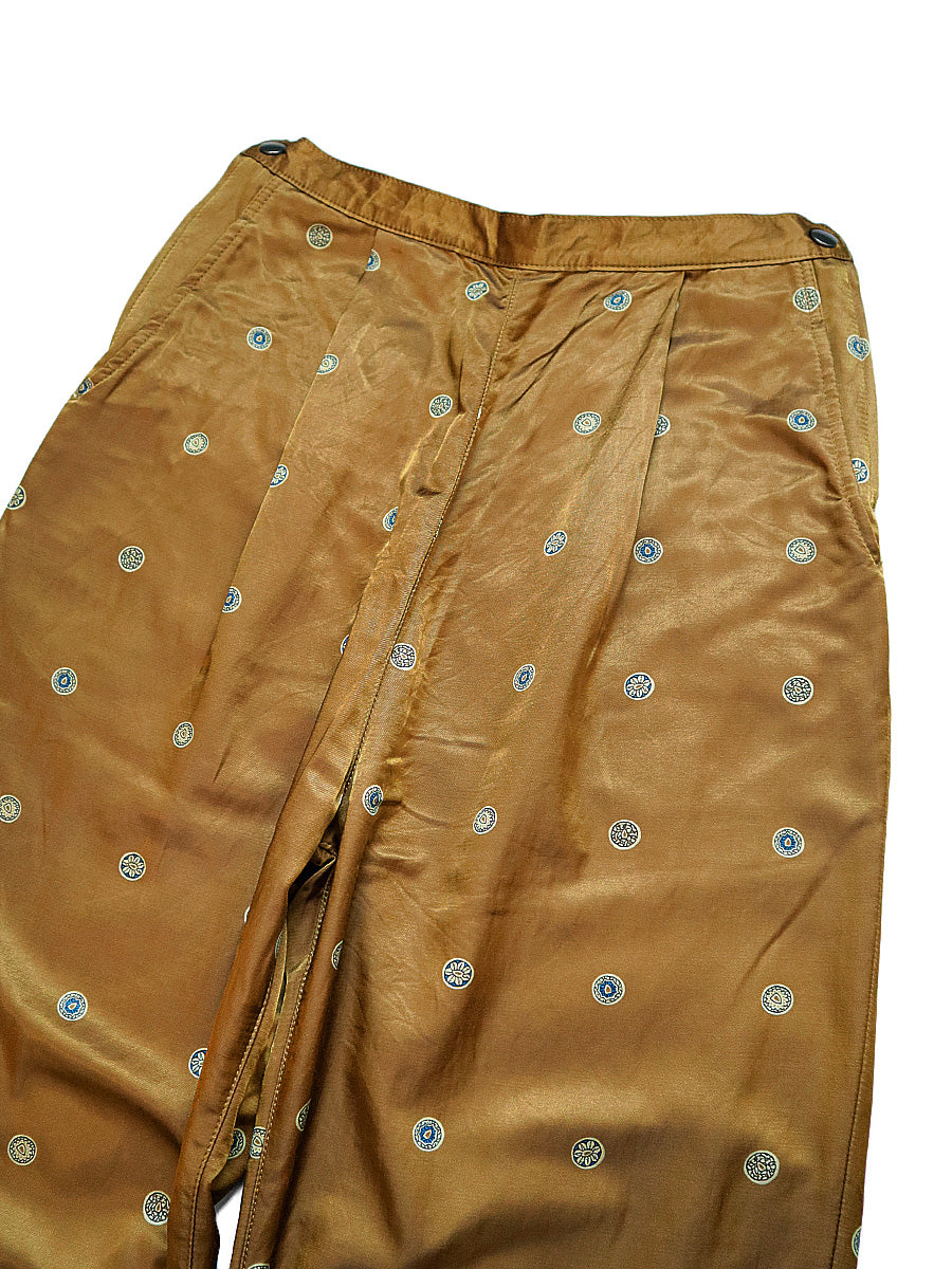 Cotton Rayon Brushed Bean Pattern High-Waisted Pants