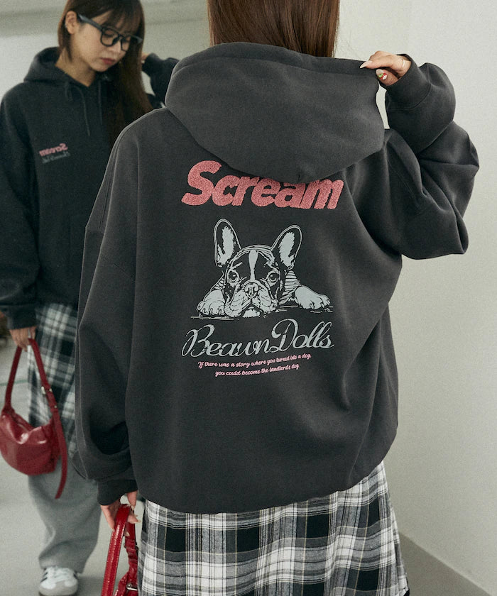 Sagara Embroidery French Bulldog Fleece-Lined Hoodie Limited Edition