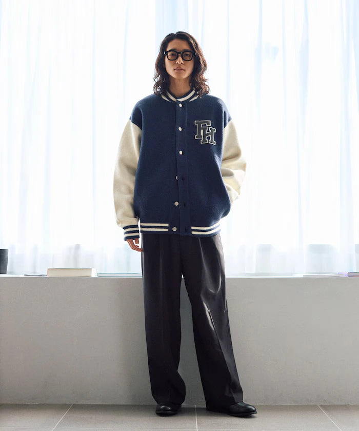 Relaxed Fit Logo Knit Varsity Jacket
