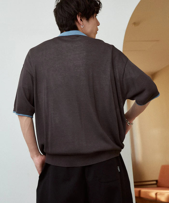 LOVE POP STUDIO Collar Layered Knit Polo Shirt Limited Edition