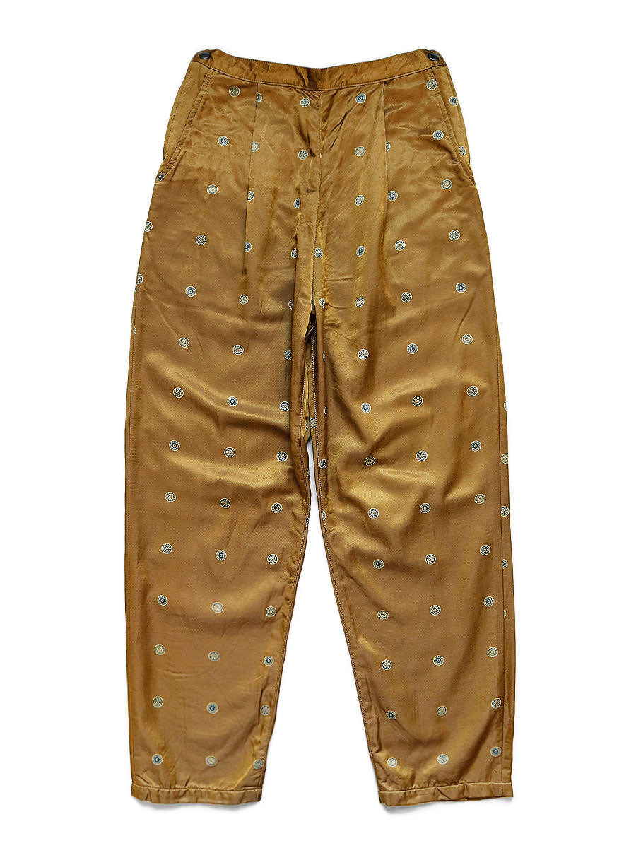 Cotton Rayon Brushed Bean Pattern High-Waisted Pants