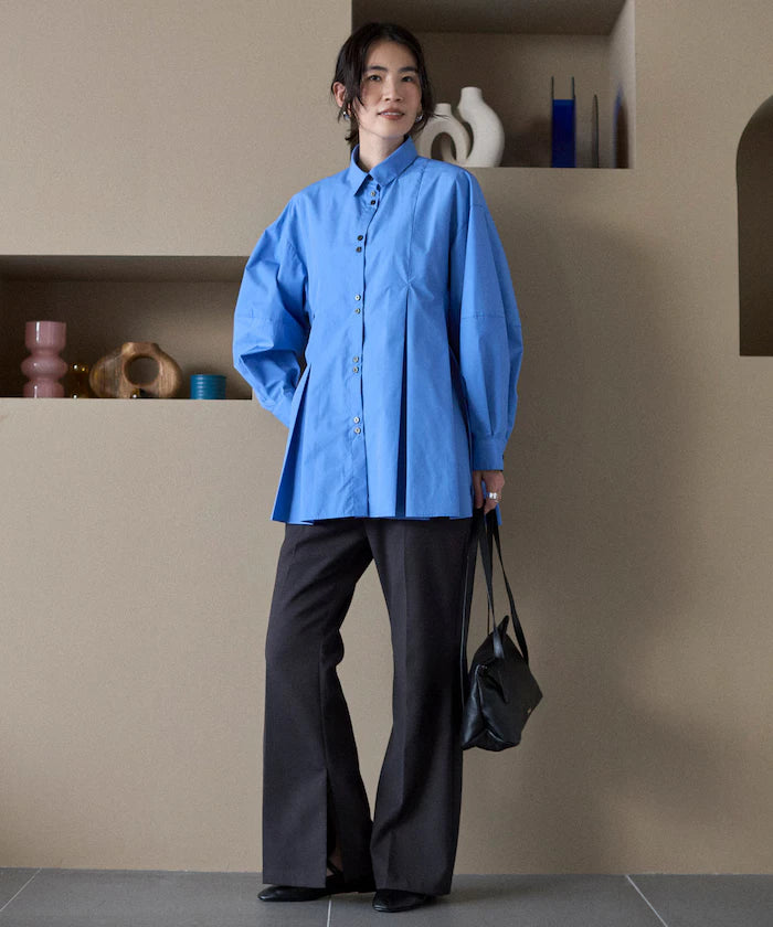 Box Stacked Balloon Sleeve Long Sleeve Shirt