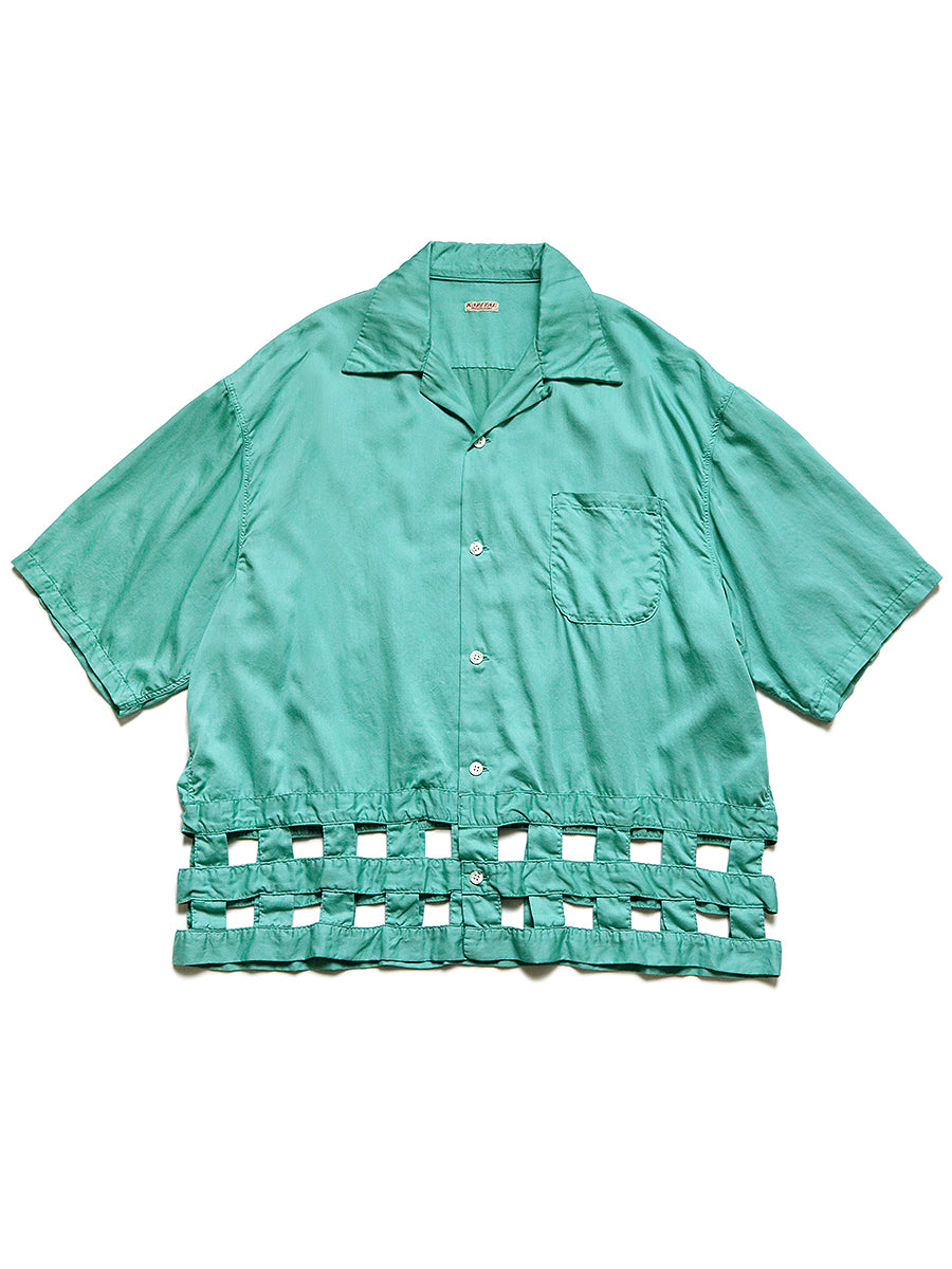 Cotton Satin Wind Pane Aloha Shirt