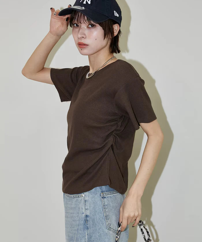 Light Waffle Waist Shirring T-Shirt Limited Edition