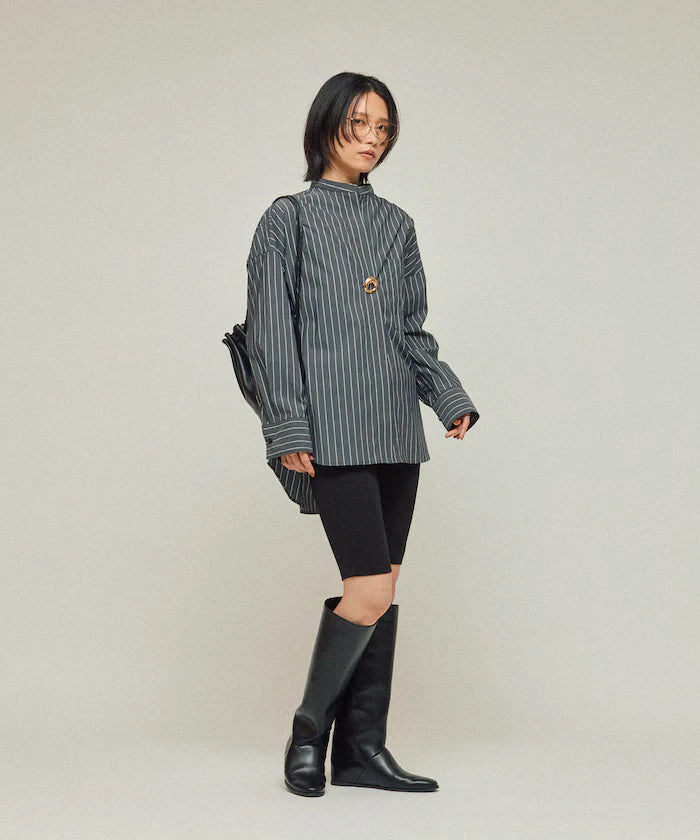 Oversized Long Sleeve Brooch Shirt