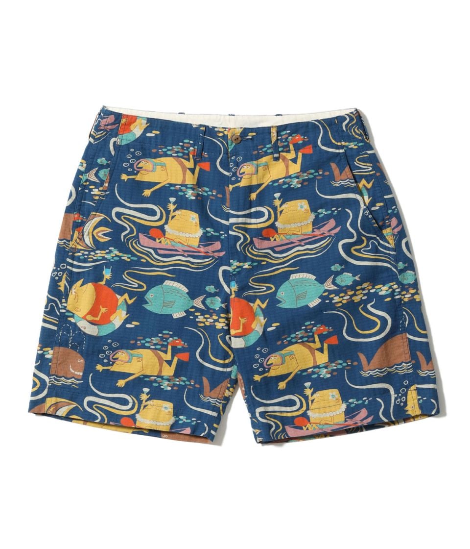 Dobby Cotton Shorts "Ocean Activities" by Ryohei Yanagihara with Mookie