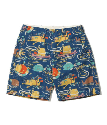 Dobby Cotton Shorts "Ocean Activities" by Ryohei Yanagihara with Mookie