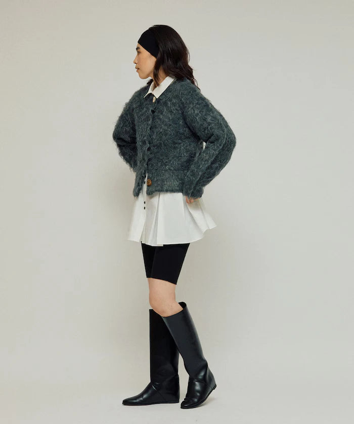 Variation Button Shaggy Knit Cardigan