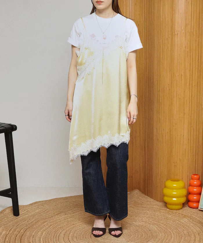 Lace Contrast Vintage Satin Camisole Top