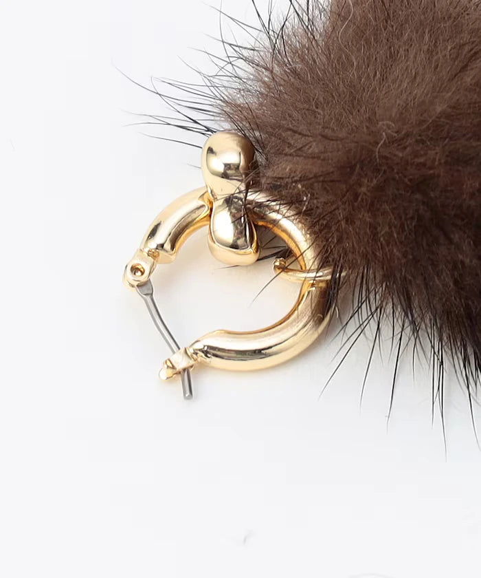2WAY Fur Earrings/Hoop Earrings