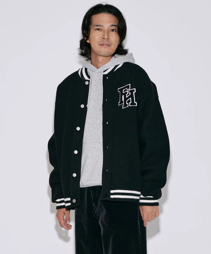 Relaxed Fit Logo Knit Varsity Jacket