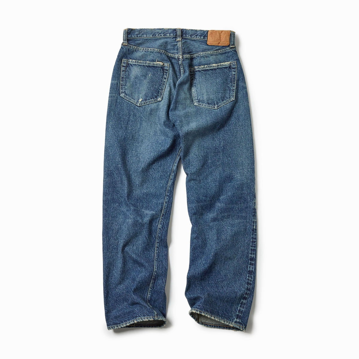 Recycled Waste Suvin Cotton Yarn 14oz. Denim 5Pocket Straight Pants Vintage Washed (Zipper Fly)