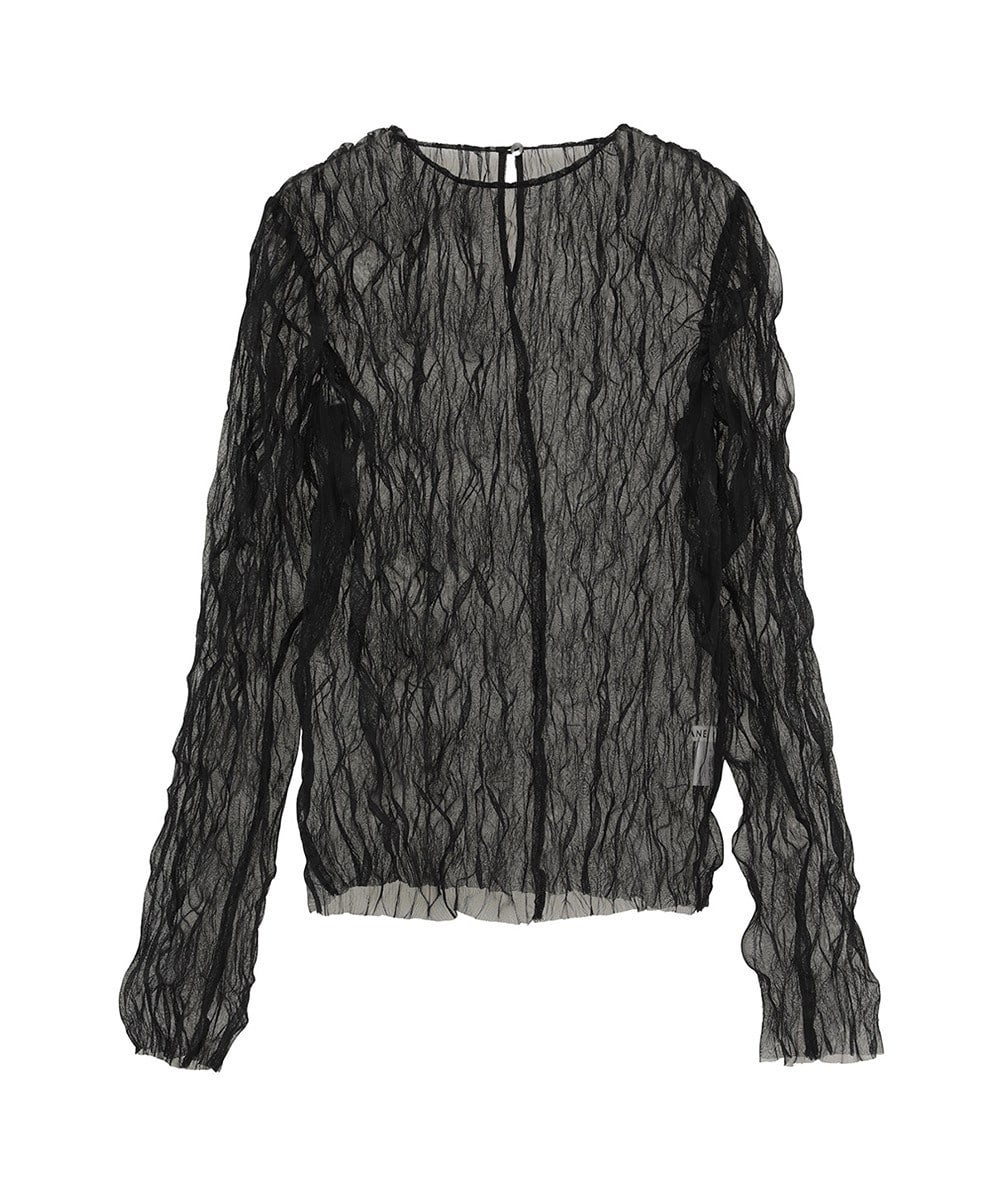 CRINKLED PLEAT SHEER TULLE TOPS