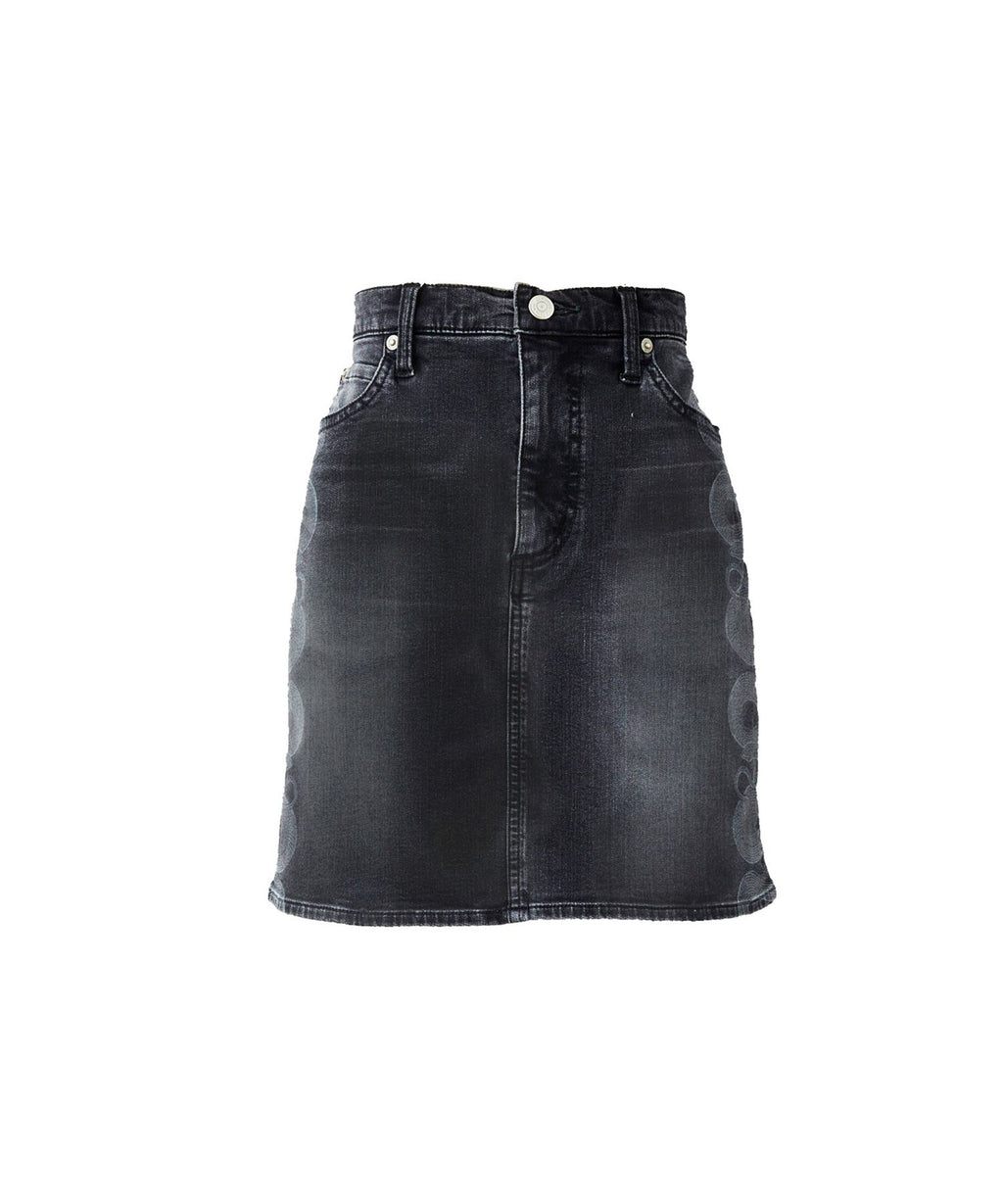 Snake Loop Tight Denim Skirt