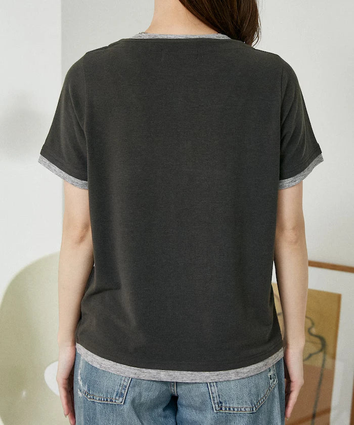 Layered-style Henley Neck T-shirt Limited Edition