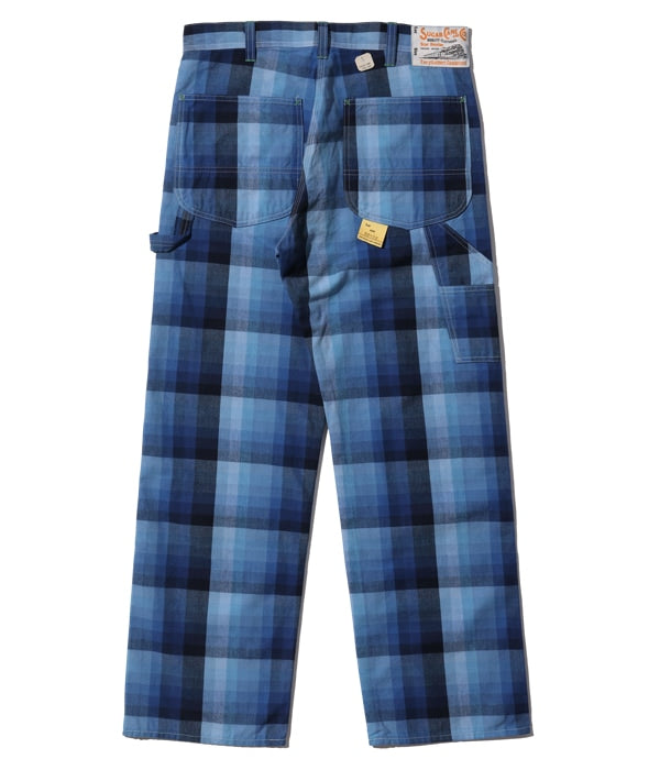 10oz. INDIGO GRADATION CHECK WORK PANTS