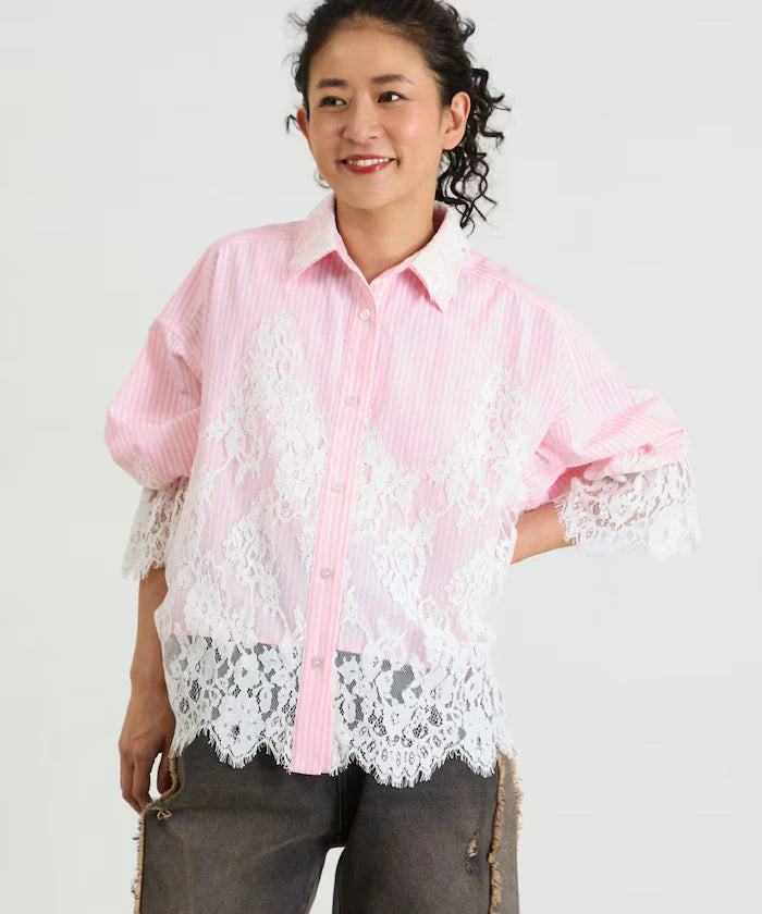 Lace Docking Stripe Shirt