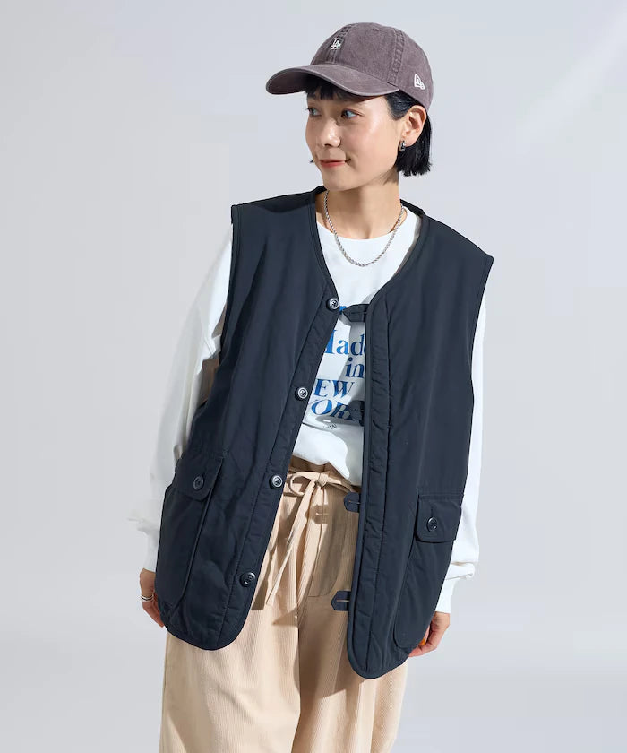 Cotton Nylon Twill Reversible Boa Vest