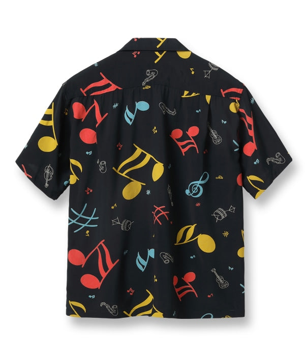 HIGH DENSITY RAYON OPEN SHIRT “ROCKIN' NOTES”