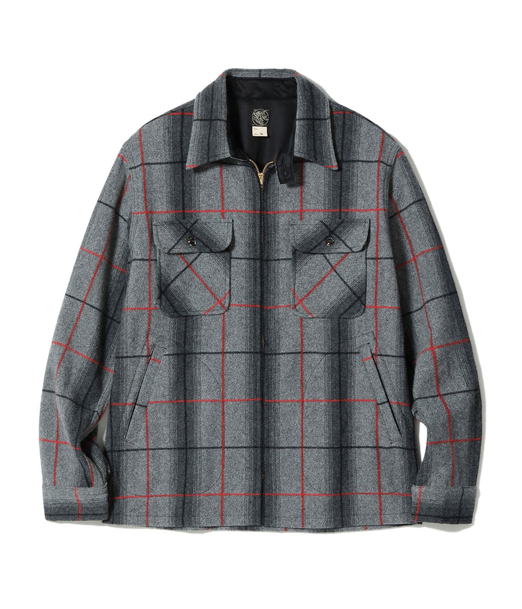 FICTION ROMANCE 7.75oz. WOOL RED PANE ZIP SHIRT