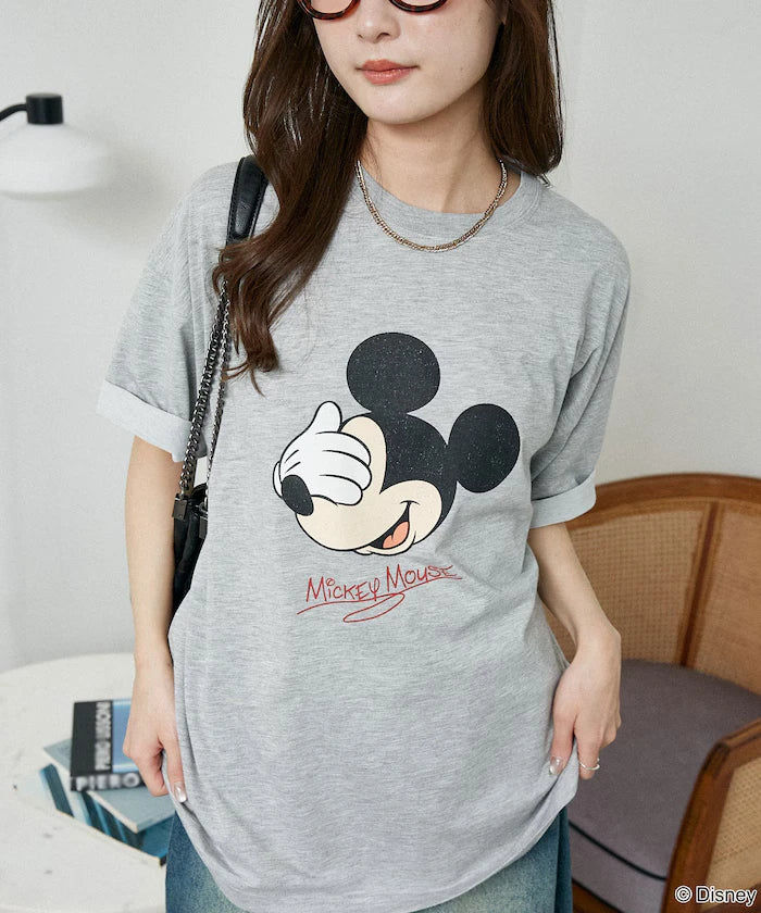 <Functional Material>Mickey Mouse Face T-Shirt Limited Edition