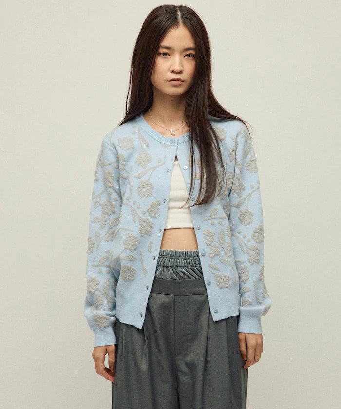 Flower Jacquard Knit Cardigan