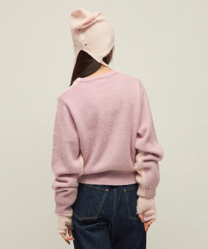 Alpaca Blend Bicolor Knit Pullover