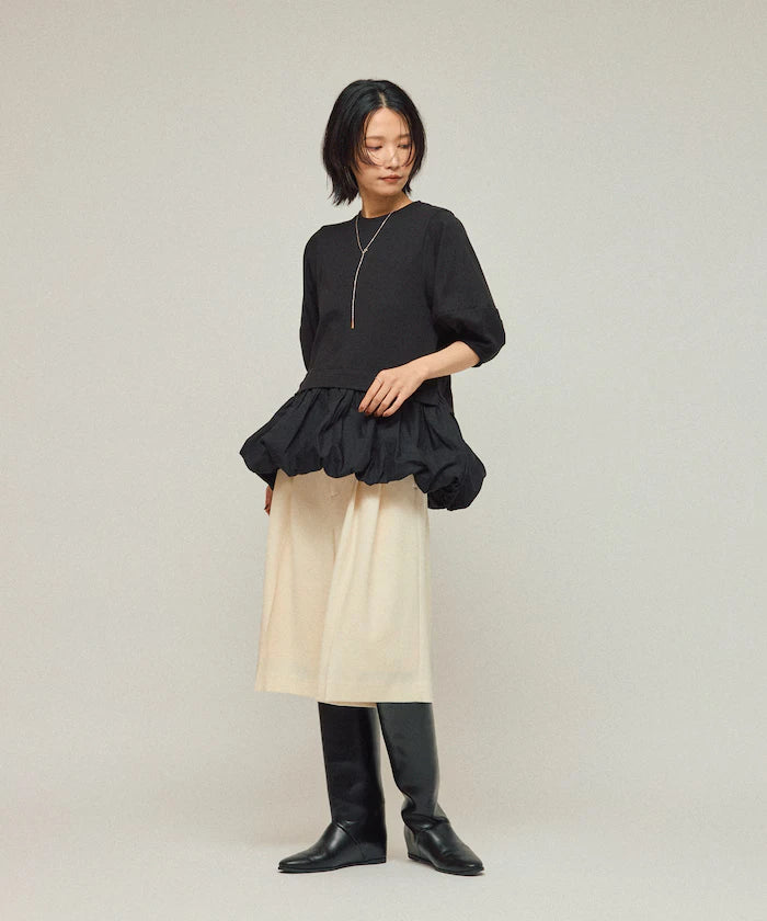 Organic Cotton Peplum Switch Top / 5-minute Sleeve T-Shirt