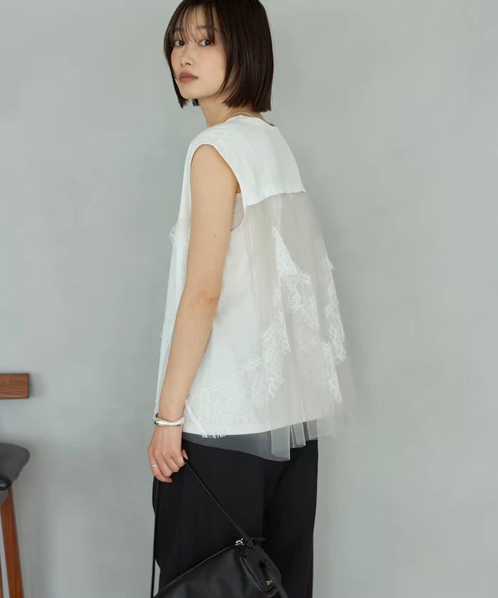 Organic Cotton Tulle Lace Docking Top