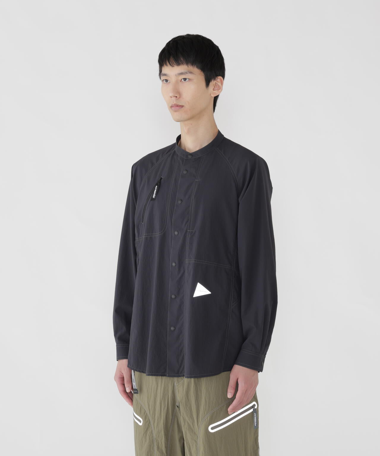 stretch rip band collar shirt