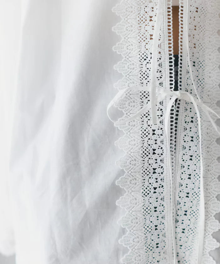 Lace Panel V-Neck Shirt