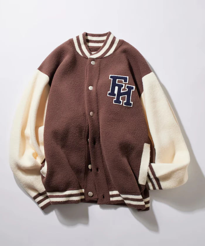 Relaxed Fit Logo Knit Varsity Jacket