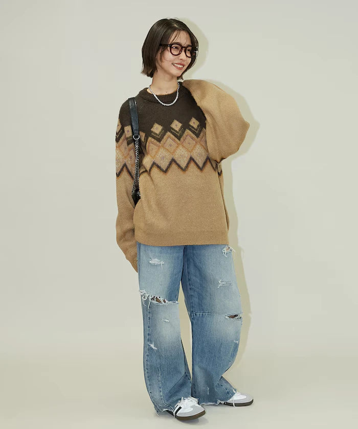 Jacquard Mohair Touch Knit Pullover Limited Edition