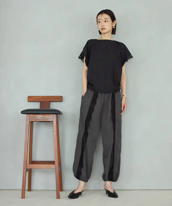 Nylon Lace Easy Wide Pants