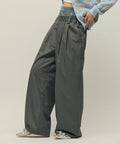 Velour Double Waist Easy Slacks / Wide Silhouette Wool-like Slacks Pants