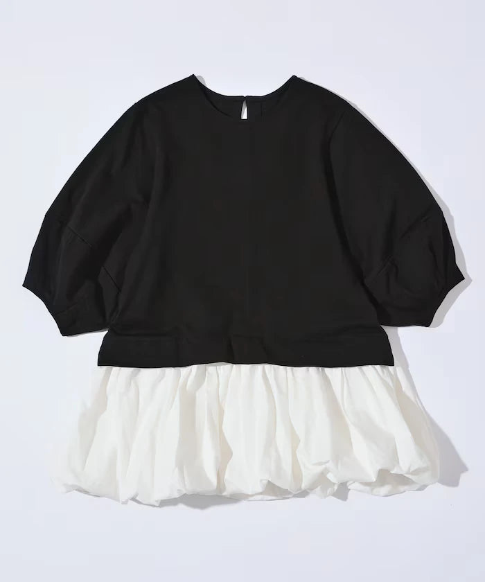 Organic Cotton Peplum Switch Top / 5-minute Sleeve T-Shirt