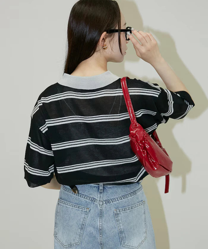 Sheer Border Short Sleeve Polo Summer Knit Limited Release