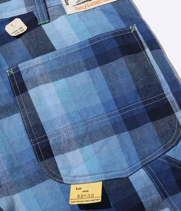 10oz. INDIGO GRADATION CHECK WORK PANTS