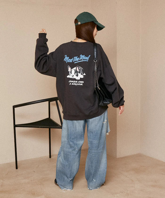 Sagara Embroidery French Bulldog Fleece-Lined Sweatshirt Limited Edition