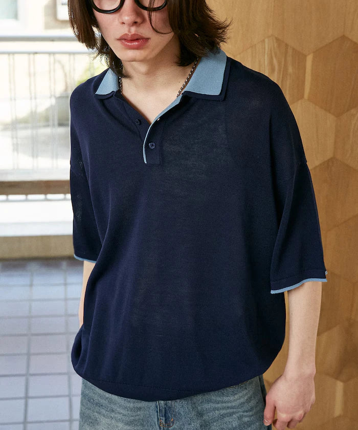 LOVE POP STUDIO Collar Layered Knit Polo Shirt Limited Edition