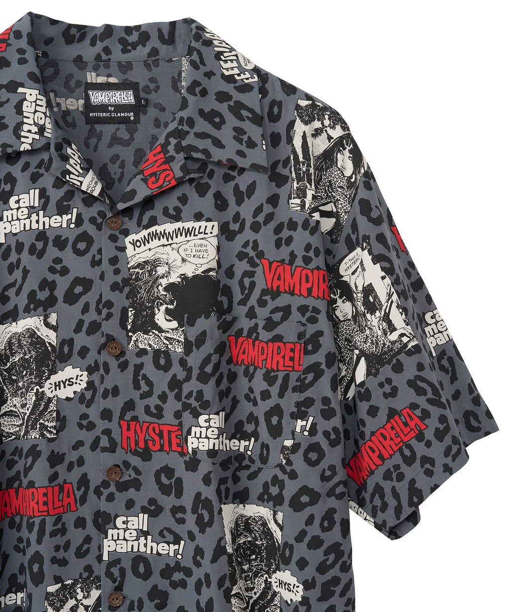 VAMPIRELLA/CALL ME PANTHER Pattern Open Collar Shirt