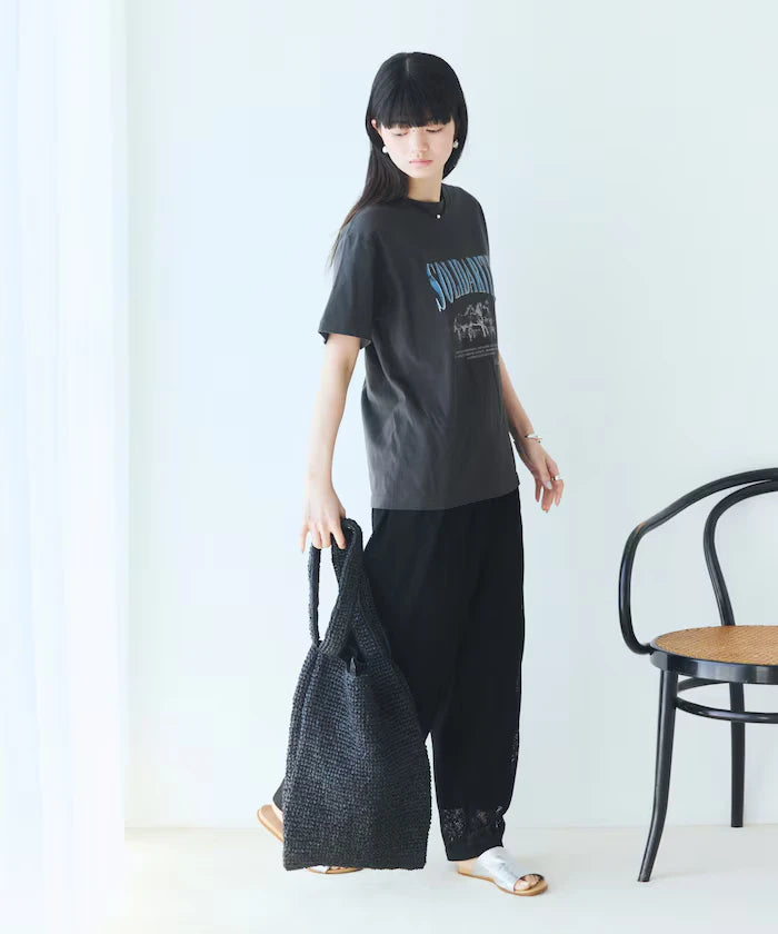 Comfortable Logo Horse Print Crew Neck T-Shirt